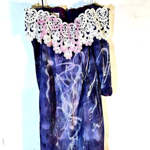 Jessica McClintock "Emily in Paris" Purple Lace Size 5 Gothic Prom Dress drip - Picture 2 of 7